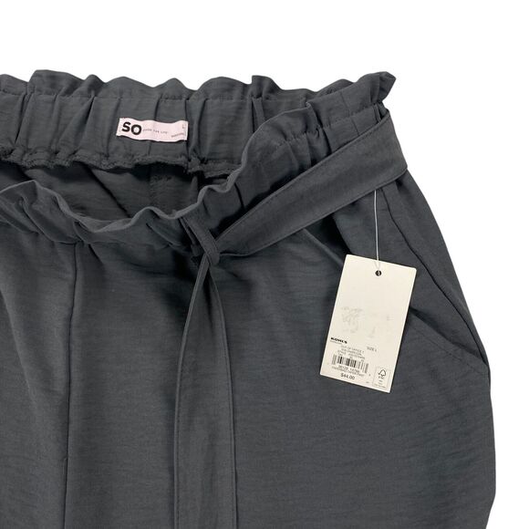 SO Paperbag Taper Pants Size Women's L Out Of Office Charcoal Price $44 - Picture 6 of 16